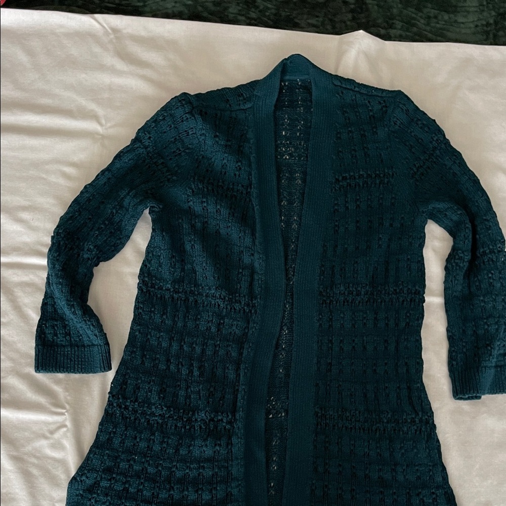 J. Jill Deep Teal Open-Front Cardigan